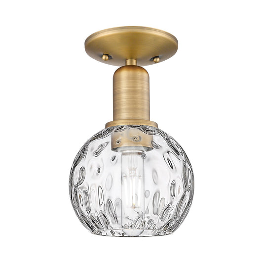 Innovations Athens 6in 1-Light Semi-Flush Mount | Industrial Brushed Brass and Clear Water Glass | Entryway & Hallway | 6 x 9.5 | Model 716-1C-BB-G1215-6