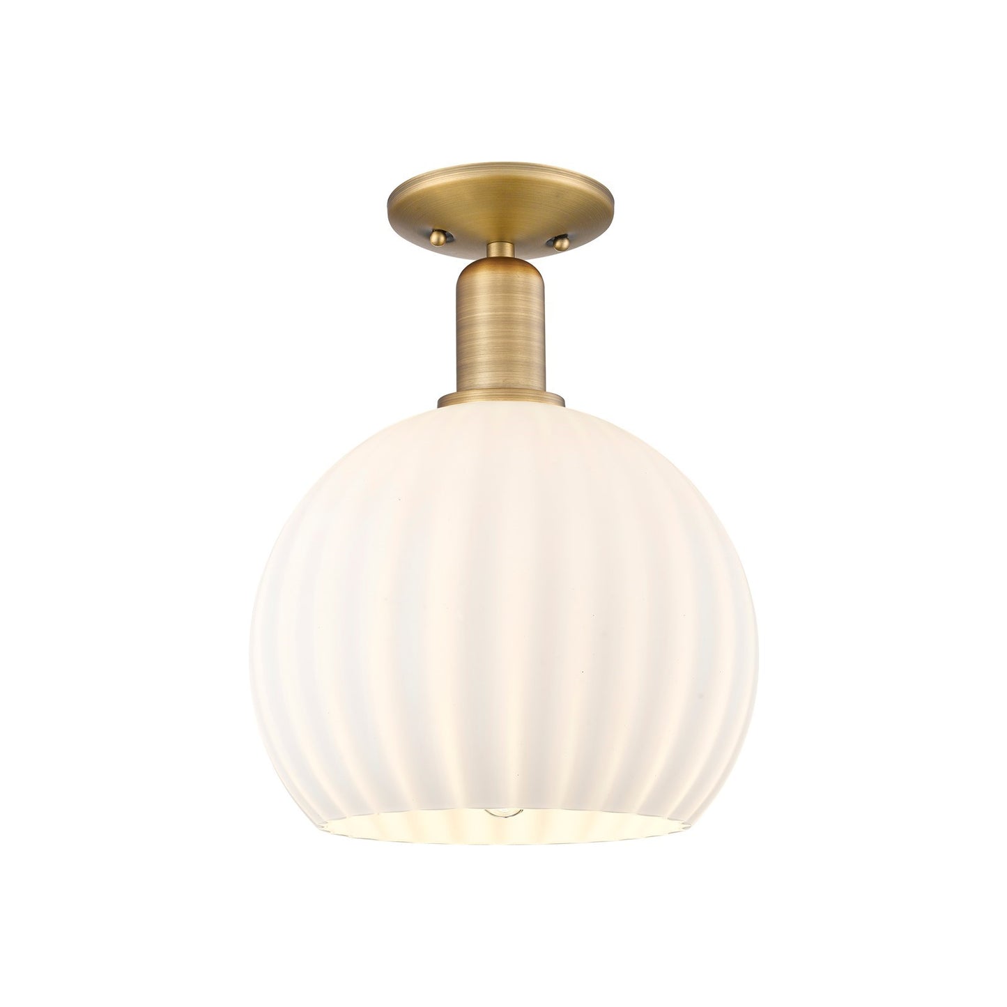 Innovations Lighting Arcadia 10in 1-Light Semi-Flush Mount | Industrial Brushed Brass and White Venetian Glass | Entryway & | Model 716-1C-BB-G1217-10WV