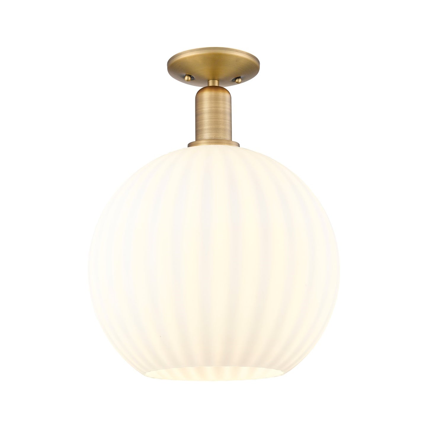 Innovations Lighting Arcadia 12in 1-Light Semi-Flush Mount | Industrial Brushed Brass and White Venetian Glass | Entryway & | Model 716-1C-BB-G1217-12WV
