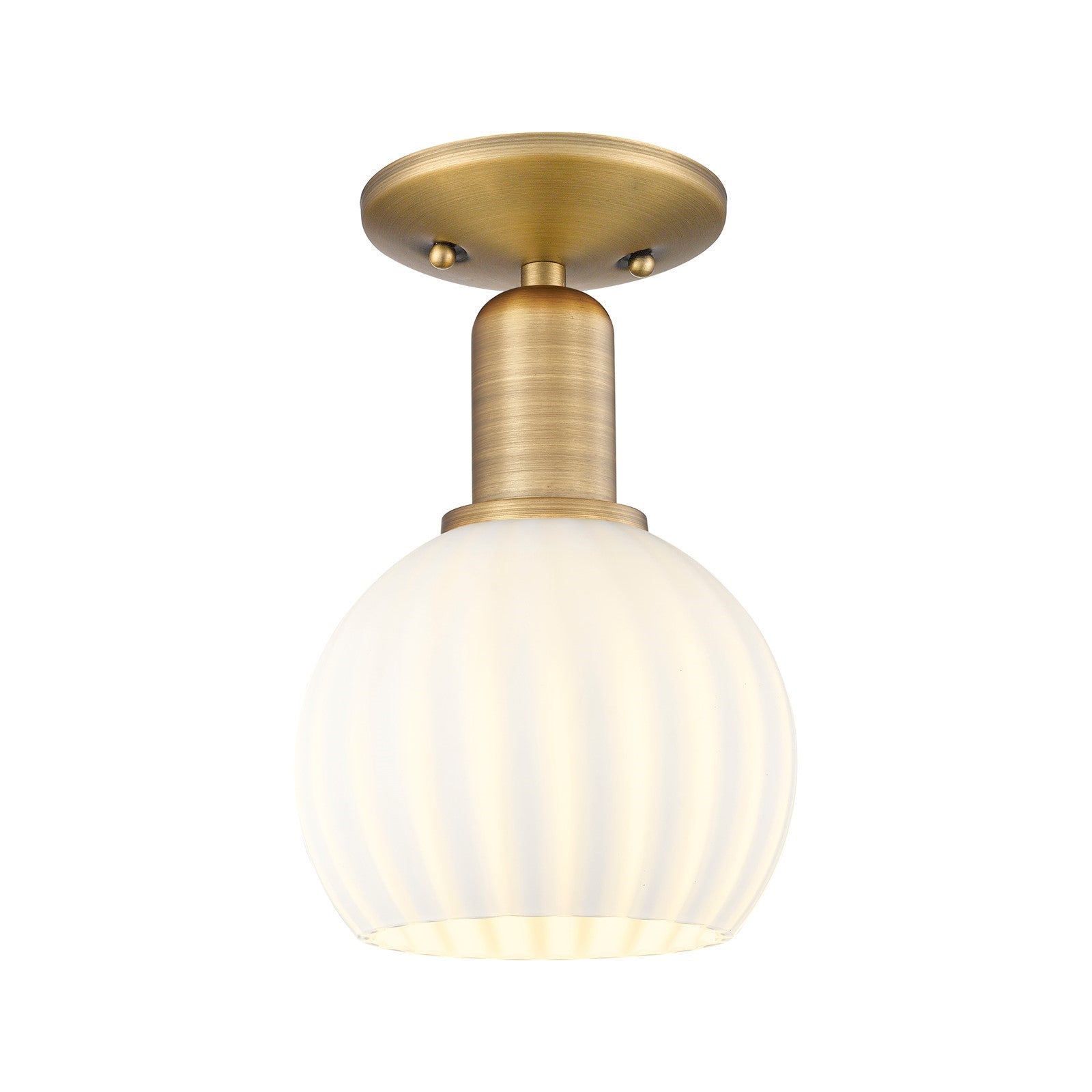 Innovations Lighting Arcadia 6in 1-Light Semi-Flush Mount | Industrial Brushed Brass and White Venetian Glass | Hallway & | Model 716-1C-BB-G1217-6WV