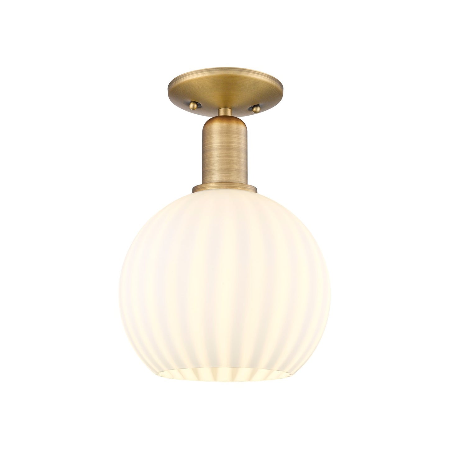 Innovations Lighting Arcadia 8in 1-Light Semi-Flush Mount | Industrial Brushed Brass and White Venetian Glass | Entryway & | Model 716-1C-BB-G1217-8WV