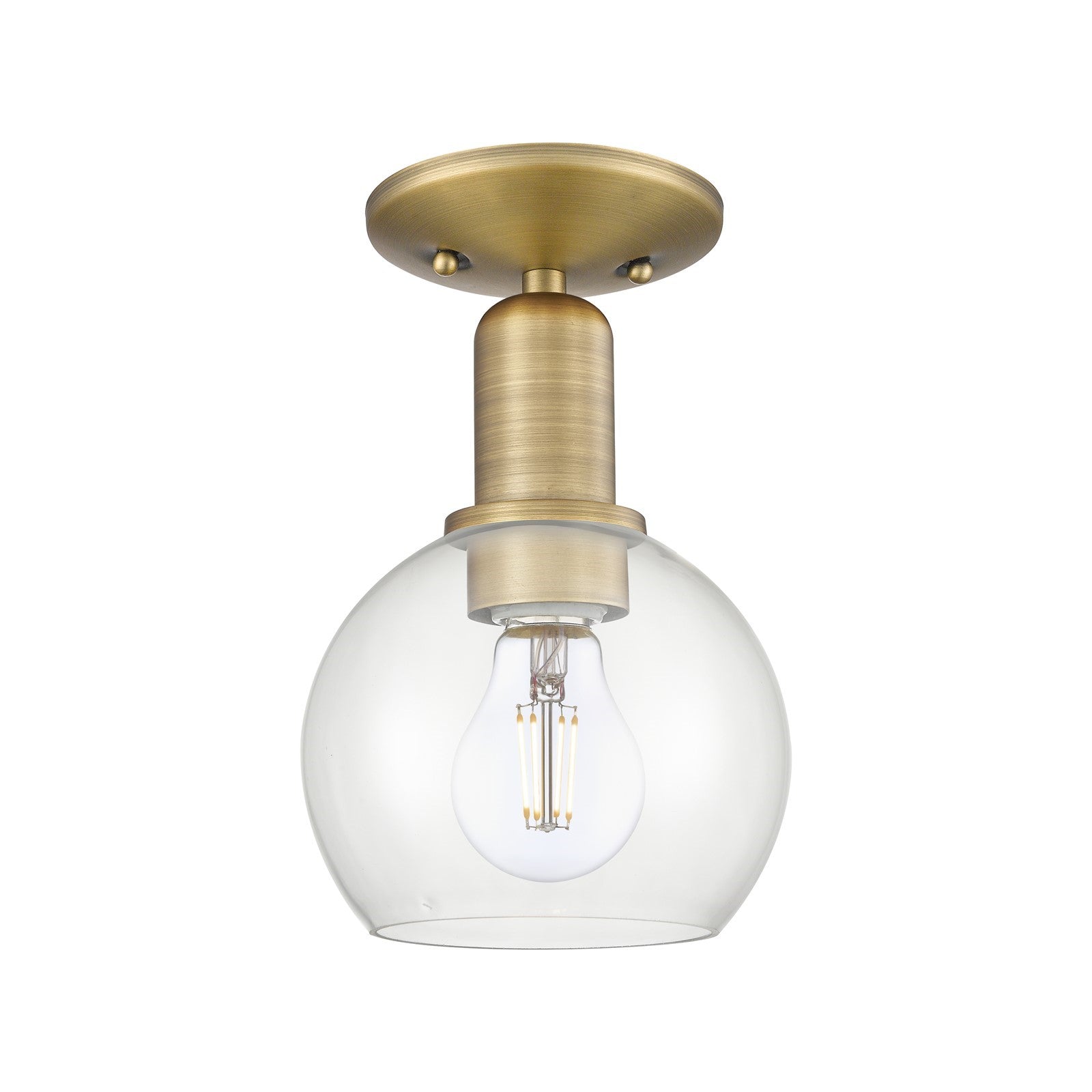 Innovations Athens 6in 1-Light Semi-Flush Mount | Industrial Brushed Brass Steel and Clear Glass | Entryway & Hallway | 5.88 x | Model 716-1C-BB-G122-6