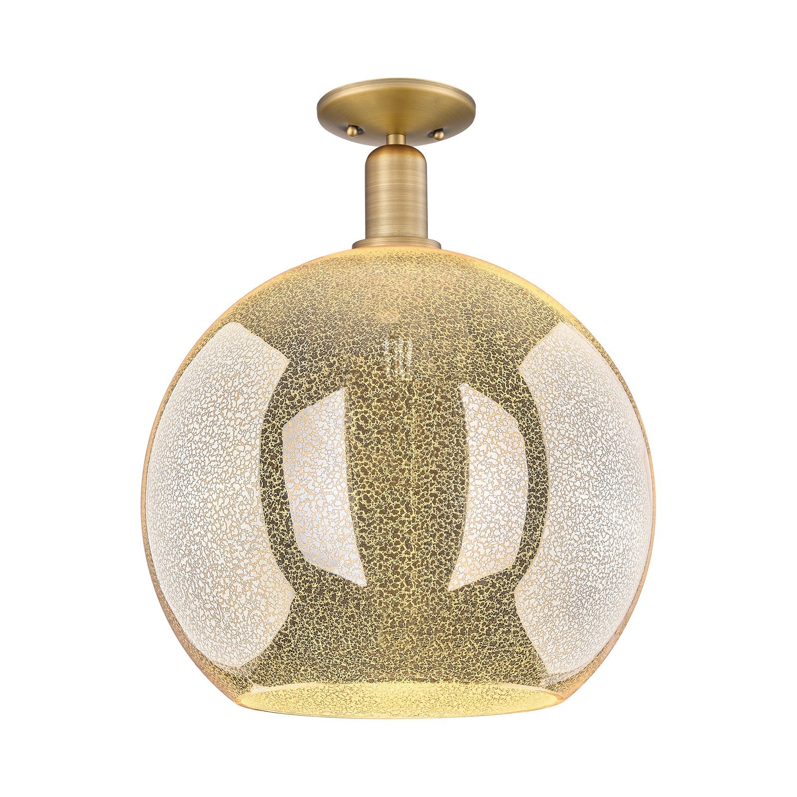 Innovations Athens 14in 1-Light Semi-Flush Mount | Industrial Brushed Brass and Mercury Glass | Entryway & Hallway | 13.75 x | Model 716-1C-BB-G128-14