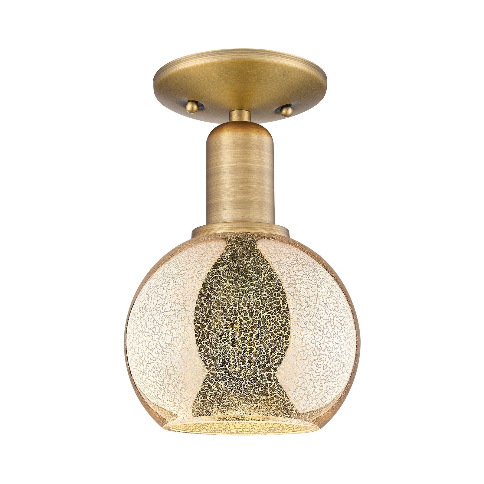 Innovations Athens 6in 1-Light Semi-Flush Mount | Industrial Brushed Brass and Mercury Glass | Entryway & Hallway | 5.88 x 9.38 in | Model 716-1C-BB-G128-6