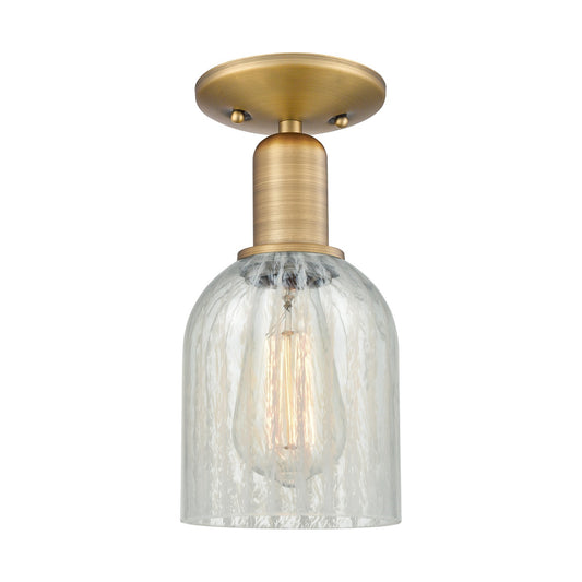 Innovations Caledonia 5in 1-Light Semi-Flush Mount | Industrial Brushed Brass Steel and Mouchette Glass | Entryway & Hallway | 5 x | Model 716-1C-BB-G2511