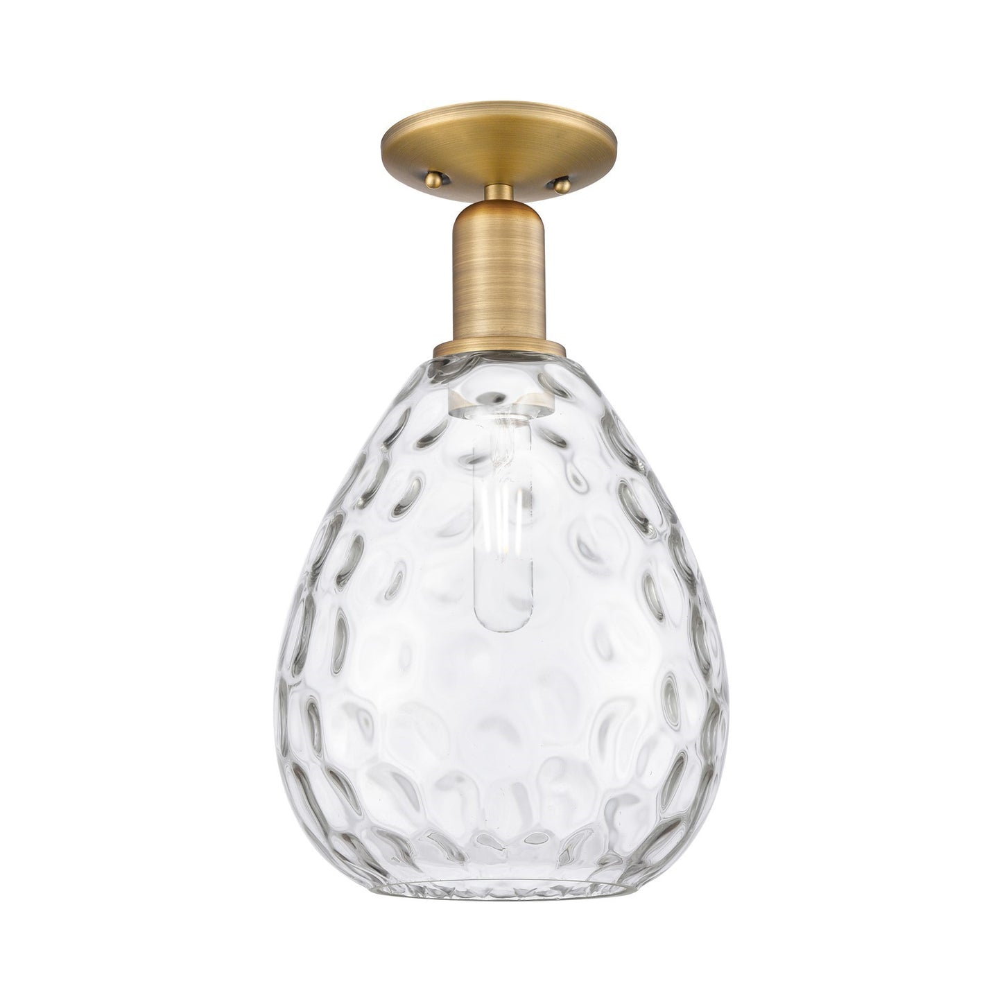 Innovations Waverly 8in 1-Light Semi-Flush Mount | Industrial Brushed Brass Steel and Clear Glass | Entryway & Hallway | 8 x 8 x | Model 716-1C-BB-G372