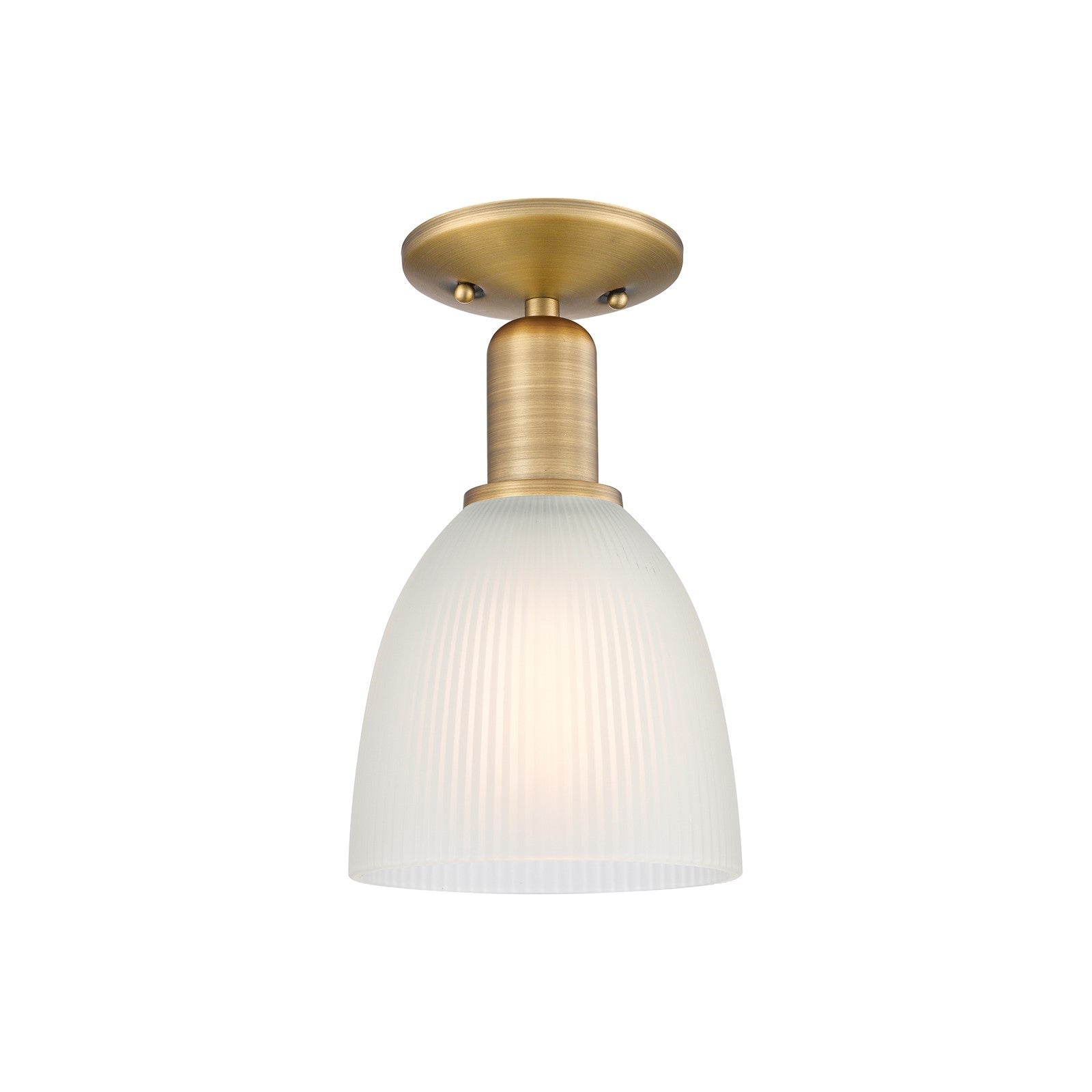 Innovations Castile 6in 1-Light Semi-Flush Mount | Industrial Brushed Brass Steel and White Glass | Entryway & Hallway | 6 x 6 x | Model 716-1C-BB-G381