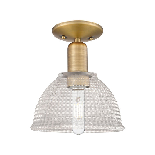 Innovations Arietta 8in 1-Light Semi-Flush Mount | Industrial Brushed Brass Steel and Clear Glass | Entryway & Hallway | 8 x 8 x | Model 716-1C-BB-G422