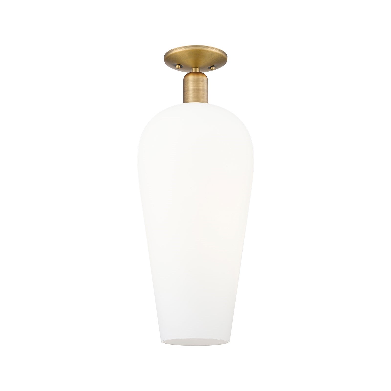 Innovations Chelsea 8in 1-Light Semi-Flush Mount | Industrial Brushed Brass Steel and White Glass | Entryway & Hallway | 8 x 8 | Model 716-1C-BB-G456-8WH
