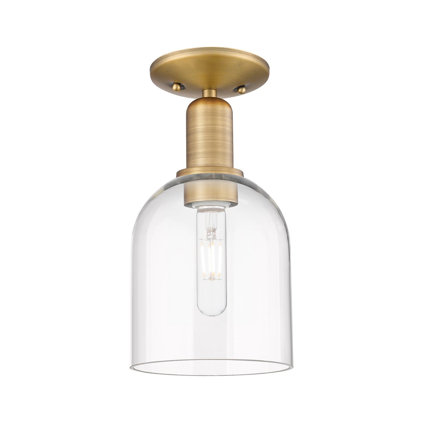Innovations Bella 6in 1-Light Semi-Flush Mount | Industrial Brushed Brass Steel and Clear Glass | Hallway & Bathroom | 5.5 x | Model 716-1C-BB-G558-6CL