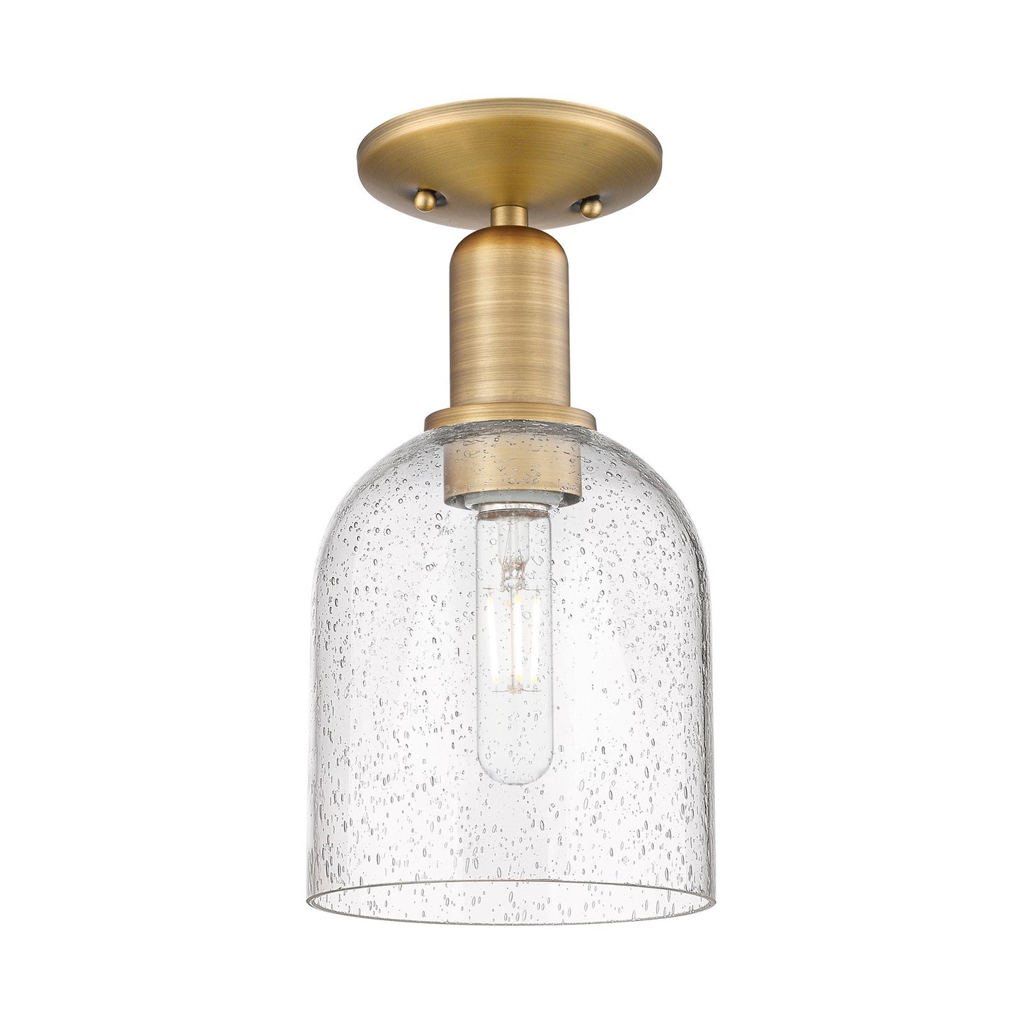 Innovations Bella 6in 1-Light Semi-Flush Mount | Industrial Brushed Brass and Seedy Glass | Entryway & Hallway | 5.5 x 5.5 x | Model 716-1C-BB-G558-6SDY