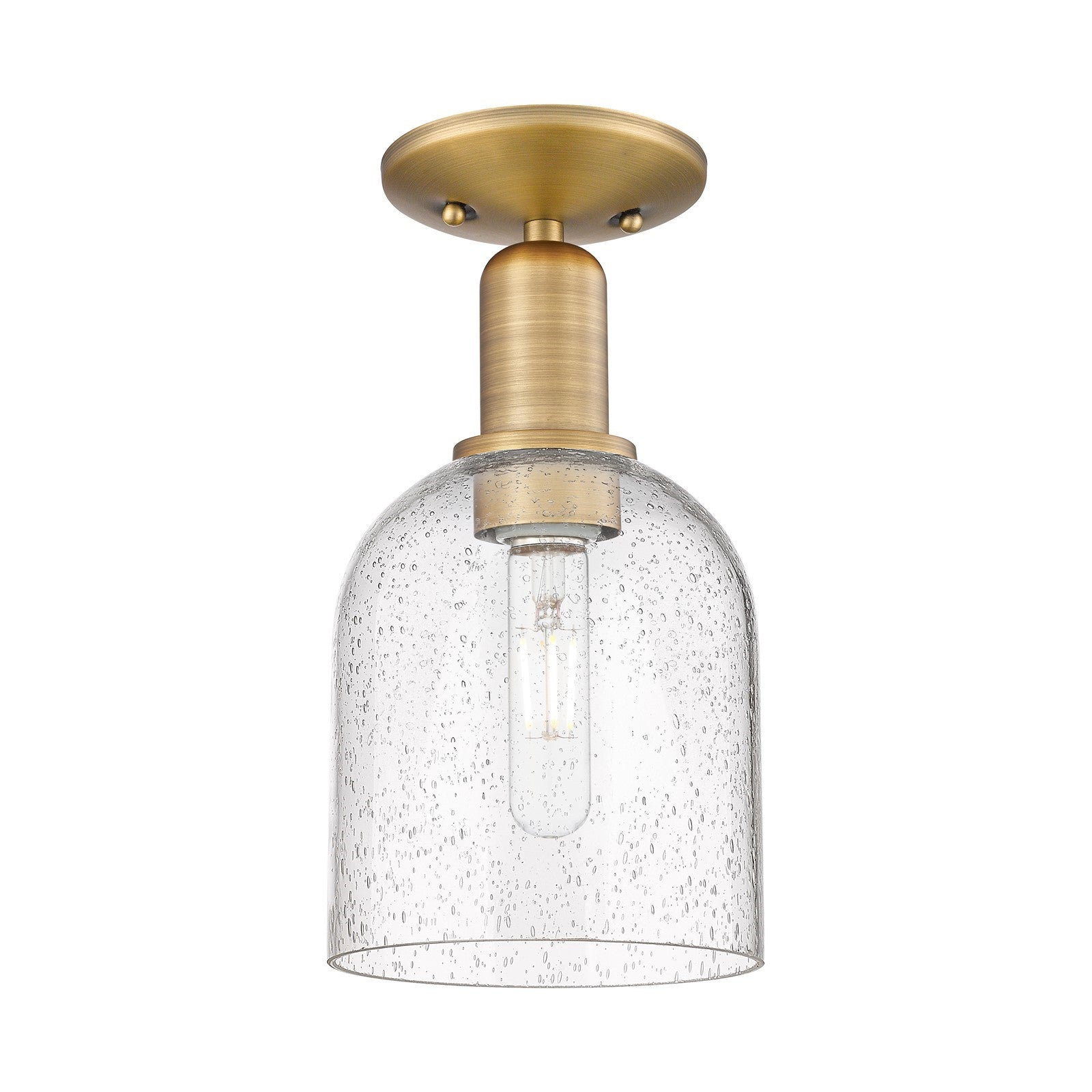 Innovations Bella 6in 1-Light Semi-Flush Mount | Industrial Brushed Brass and Seedy Glass | Entryway & Hallway | 5.5 x 5.5 x | Model 716-1C-BB-G558-6SDY