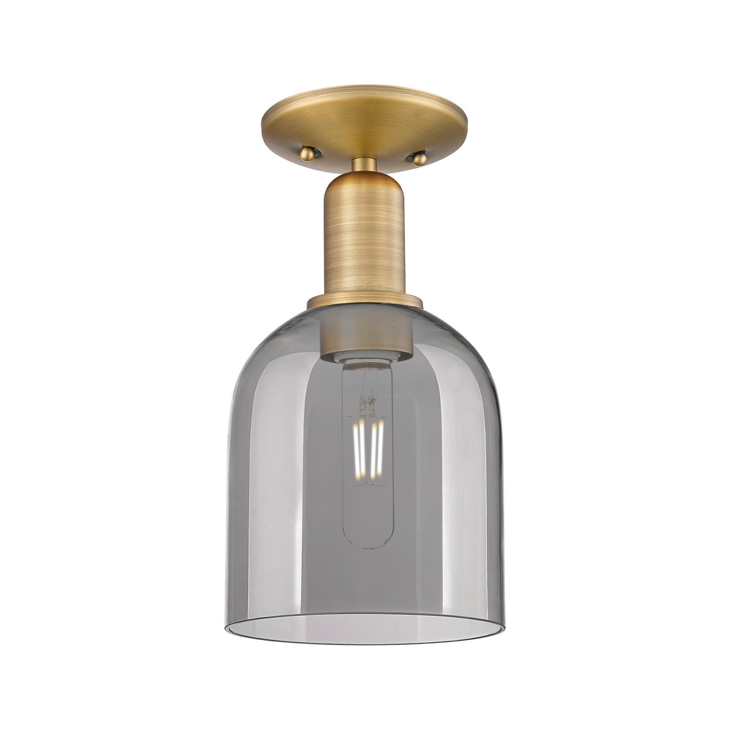 Innovations Bella 6in 1-Light Semi-Flush Mount | Industrial Brushed Brass and Light Smoke Glass | Entryway & Hallway | 5.5 x | Model 716-1C-BB-G558-6SM