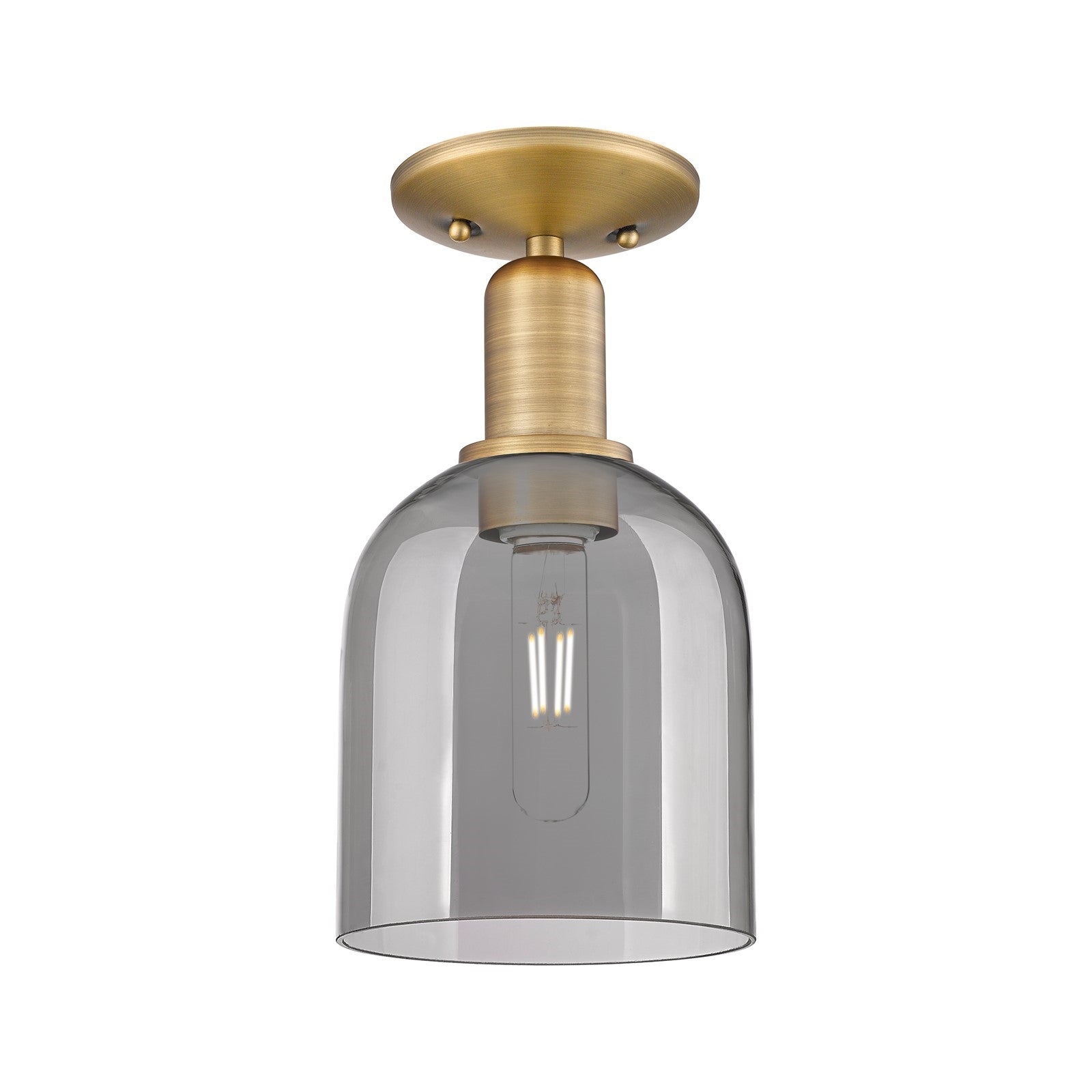 Innovations Bella 6in 1-Light Semi-Flush Mount | Industrial Brushed Brass and Light Smoke Glass | Entryway & Hallway | 5.5 x | Model 716-1C-BB-G558-6SM