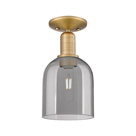 Innovations Bella 6in 1-Light Semi-Flush Mount | Industrial Brushed Brass and Light Smoke Glass | Entryway & Hallway | 5.5 x | Model 716-1C-BB-G558-6SM