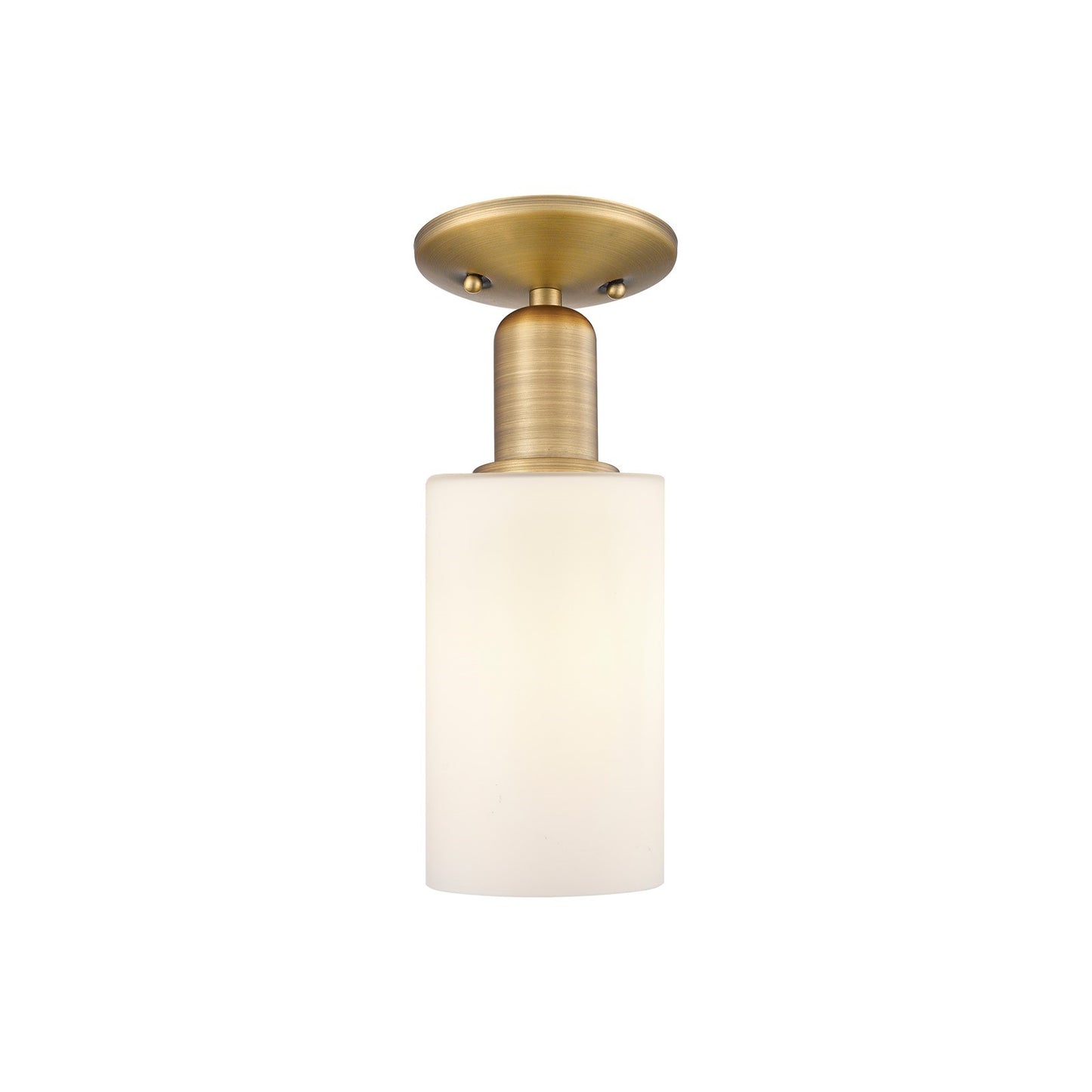 Innovations Clymer 4in 1-Light Semi-Flush Mount | Industrial Brushed Brass Steel and Matte White Glass | Entryway & Hallway | 3.88 | Model 716-1C-BB-G801