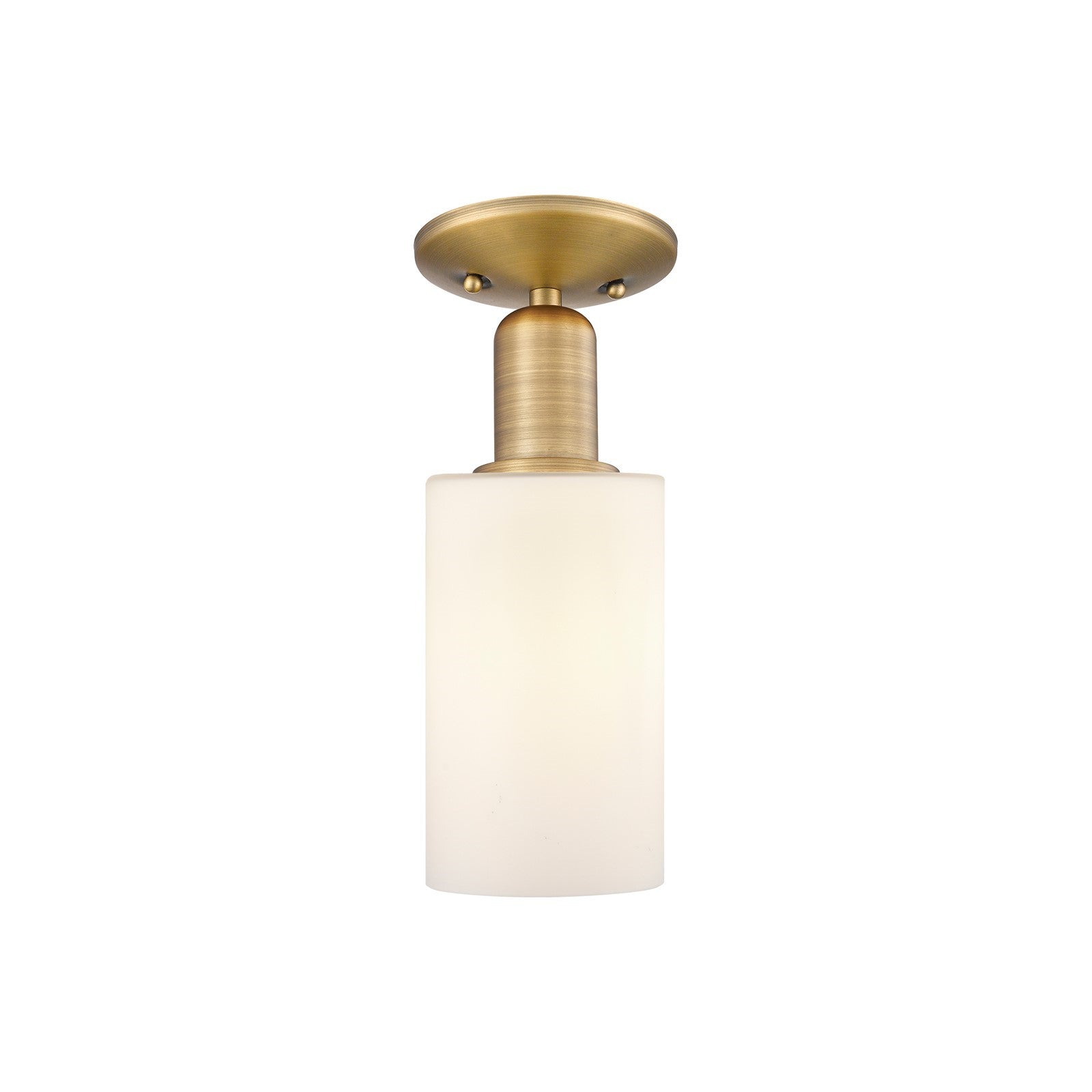 Innovations Clymer 4in 1-Light Semi-Flush Mount | Industrial Brushed Brass Steel and Matte White Glass | Entryway & Hallway | 3.88 | Model 716-1C-BB-G801