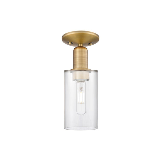 Innovations Clymer 4in 1-Light Semi-Flush Mount | Industrial Brushed Brass Steel and Clear Glass | Entryway & Hallway | 3.88 x | Model 716-1C-BB-G802
