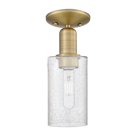Innovations Clymer 4in 1-Light Semi-Flush Mount | Industrial Brushed Brass Steel and Seedy Glass | Entryway & Hallway | 3.88 x | Model 716-1C-BB-G804