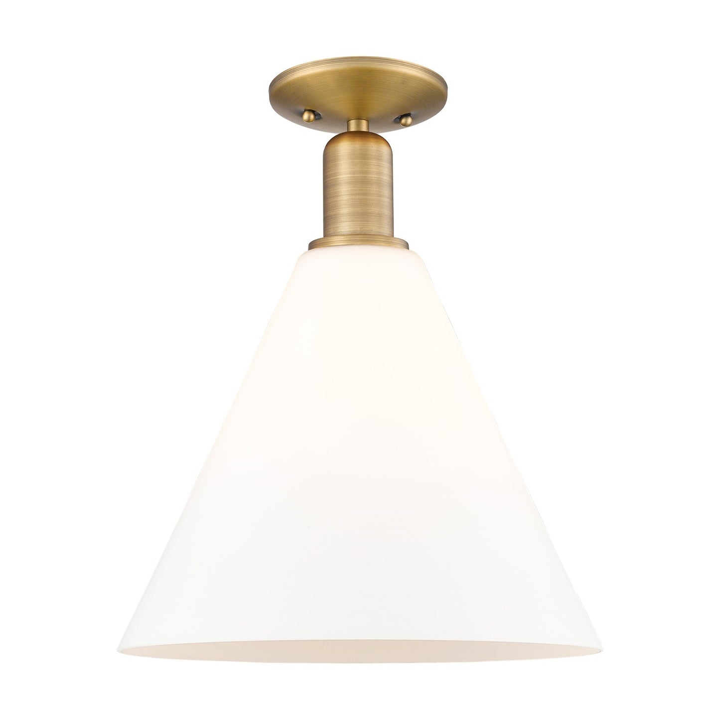 Innovations Berkshire Glass 12in 1-Light Semi-Flush Mount | Industrial Brushed Brass and Matte White Glass | Entryway & Hallway | Model 716-1C-BB-GBC-121