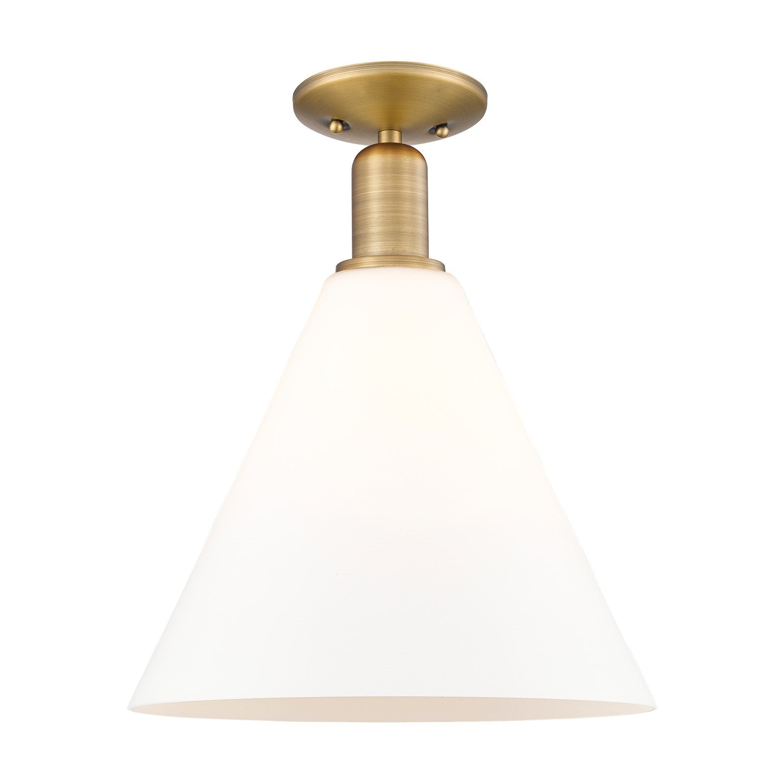 Innovations Berkshire Glass 12in 1-Light Semi-Flush Mount | Industrial Brushed Brass and Matte White Glass | Entryway & Hallway | Model 716-1C-BB-GBC-121