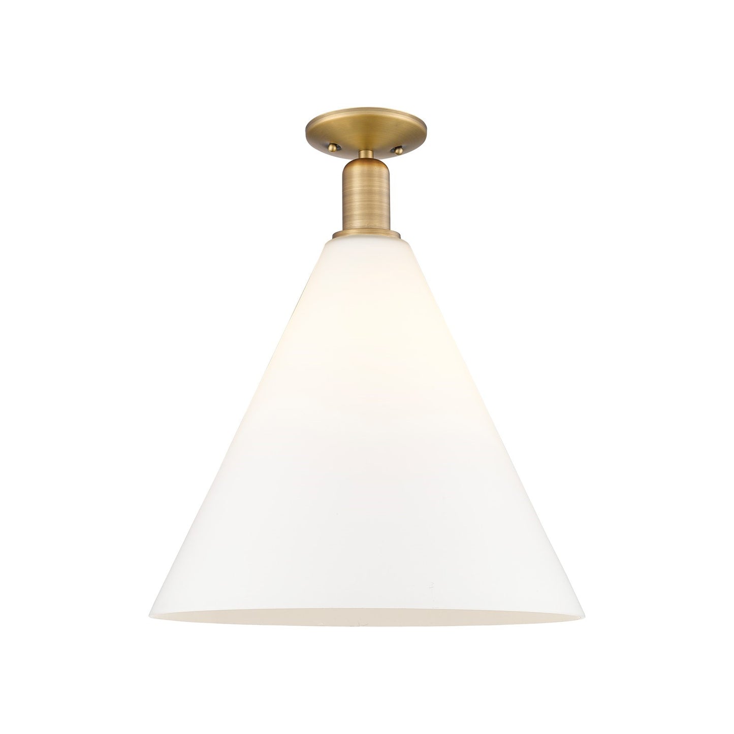 Innovations Berkshire Glass 16in 1-Light Semi-Flush Mount | Industrial Brushed Brass Steel and Matte White Glass | Entryway & | Model 716-1C-BB-GBC-161