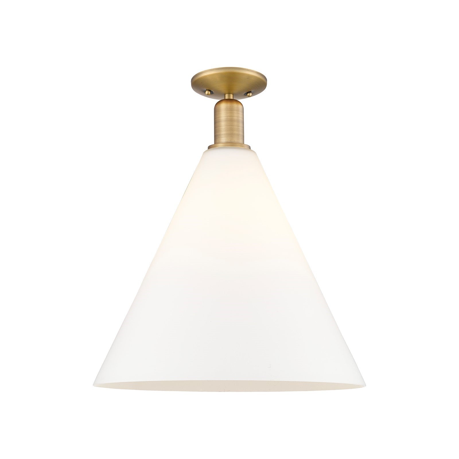 Innovations Berkshire Glass 16in 1-Light Semi-Flush Mount | Industrial Brushed Brass Steel and Matte White Glass | Entryway & | Model 716-1C-BB-GBC-161