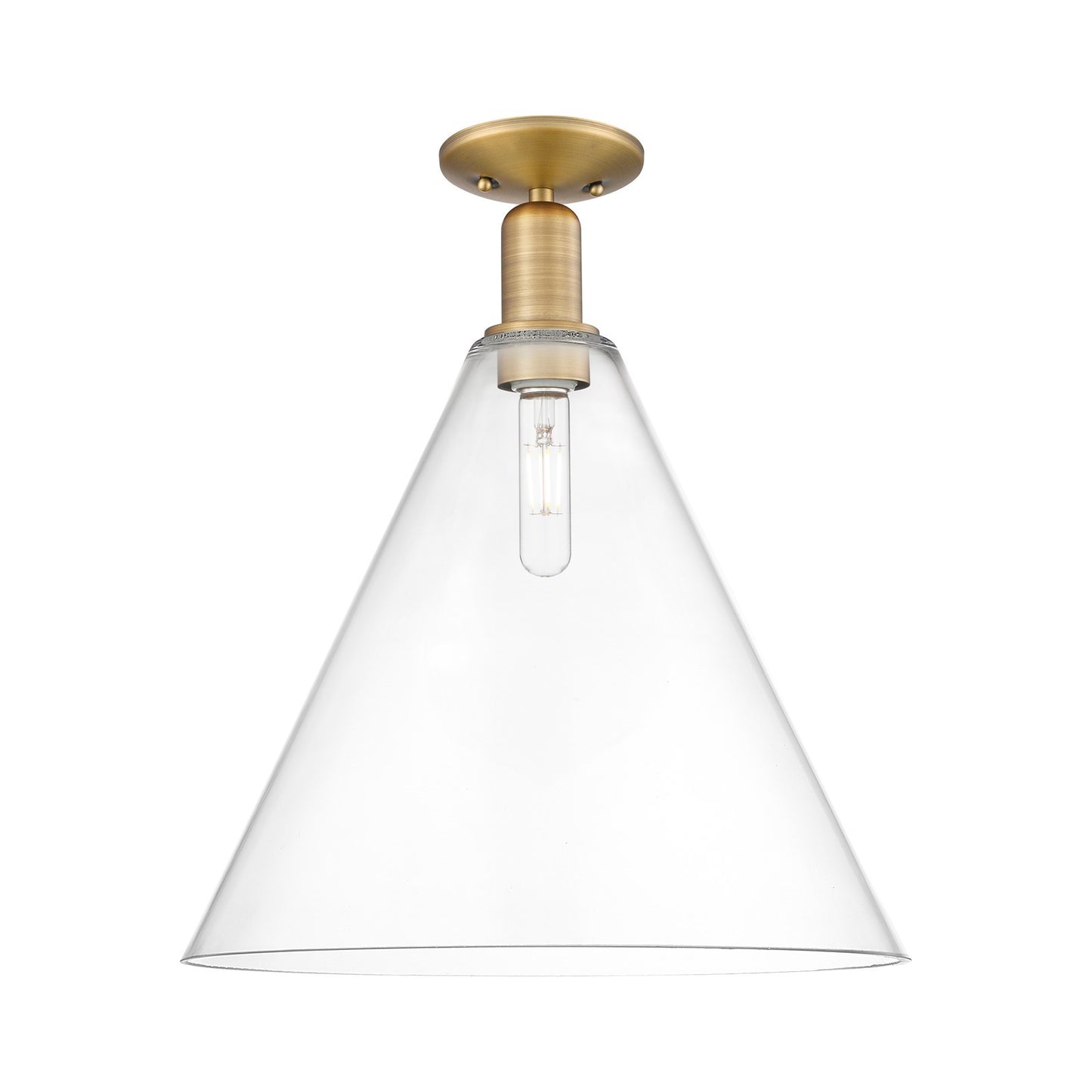 Innovations Berkshire Glass 16in 1-Light Semi-Flush Mount | Industrial Brushed Brass and Clear Glass | Entryway & Hallway | 16 x | Model 716-1C-BB-GBC-162
