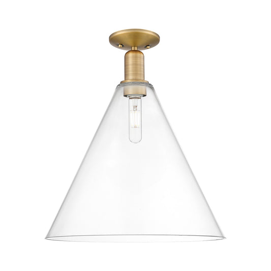 Innovations Berkshire Glass 16in 1-Light Semi-Flush Mount | Industrial Brushed Brass and Clear Glass | Entryway & Hallway | 16 x | Model 716-1C-BB-GBC-162