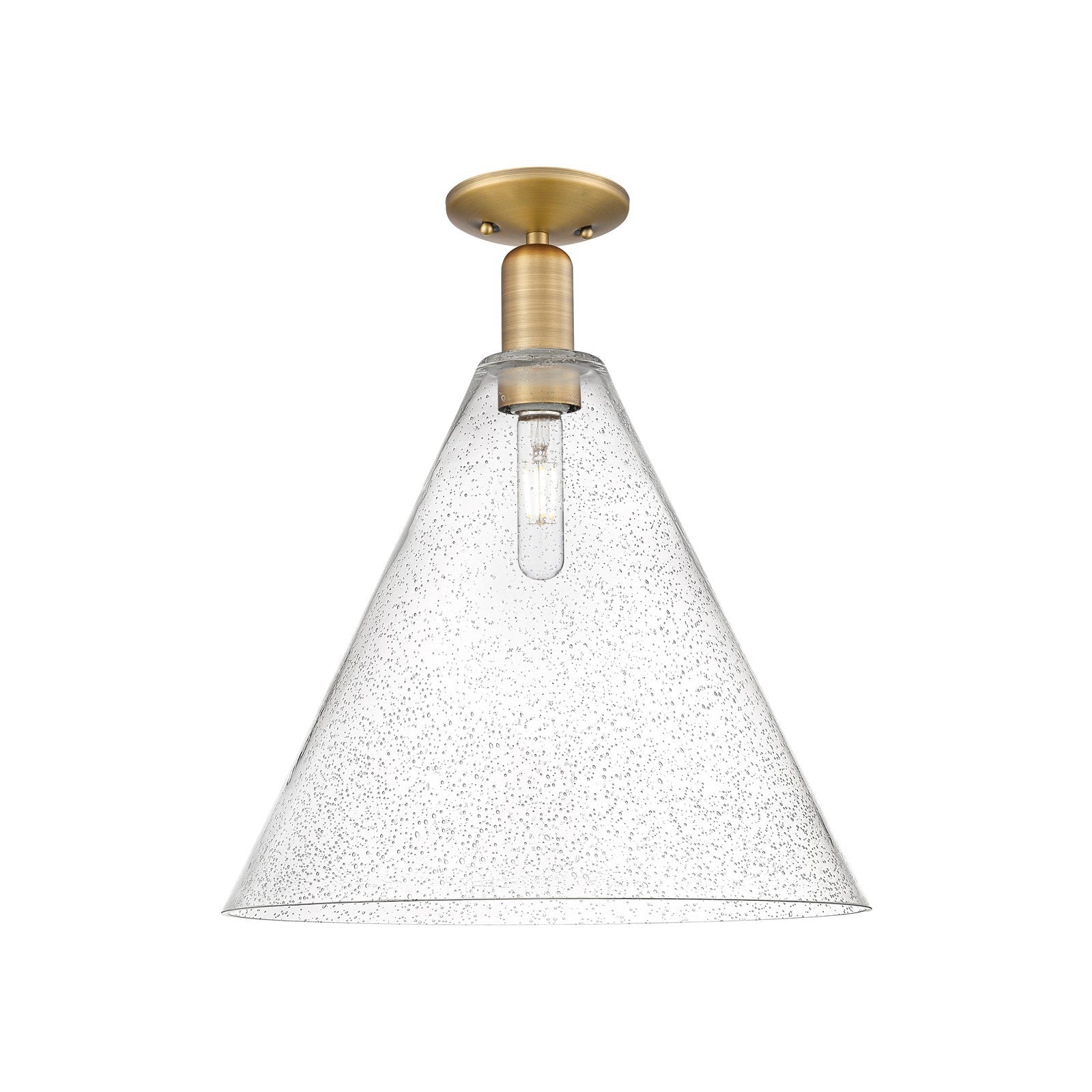 Innovations Berkshire Glass 16in 1-Light Semi-Flush Mount | Industrial Brushed Brass Steel and Seedy Glass | Entryway & Hallway | Model 716-1C-BB-GBC-164