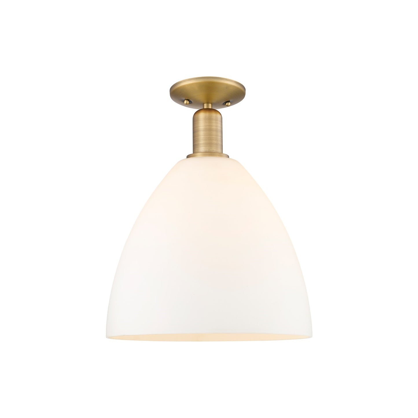 Innovations Bristol 12in 1-Light Semi-Flush Mount | Industrial Brushed Brass Steel and Matte White Glass | Entryway & Hallway | Model 716-1C-BB-GBD-121