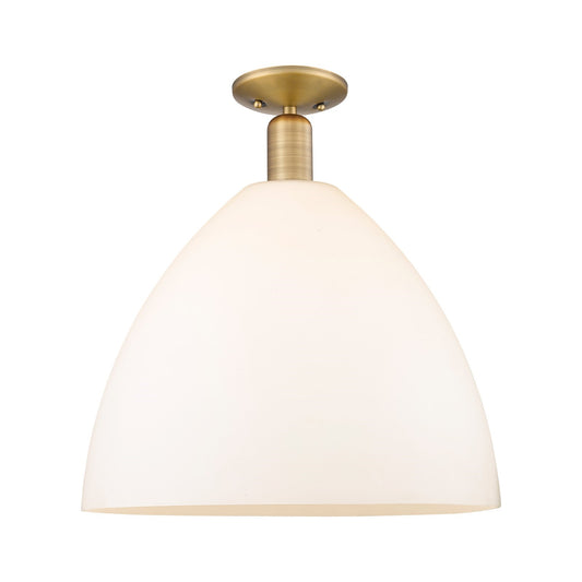 Innovations Bristol 16in 1-Light Semi-Flush Mount | Industrial Brushed Brass Steel and Matte White Glass | Entryway & Hallway | Model 716-1C-BB-GBD-161