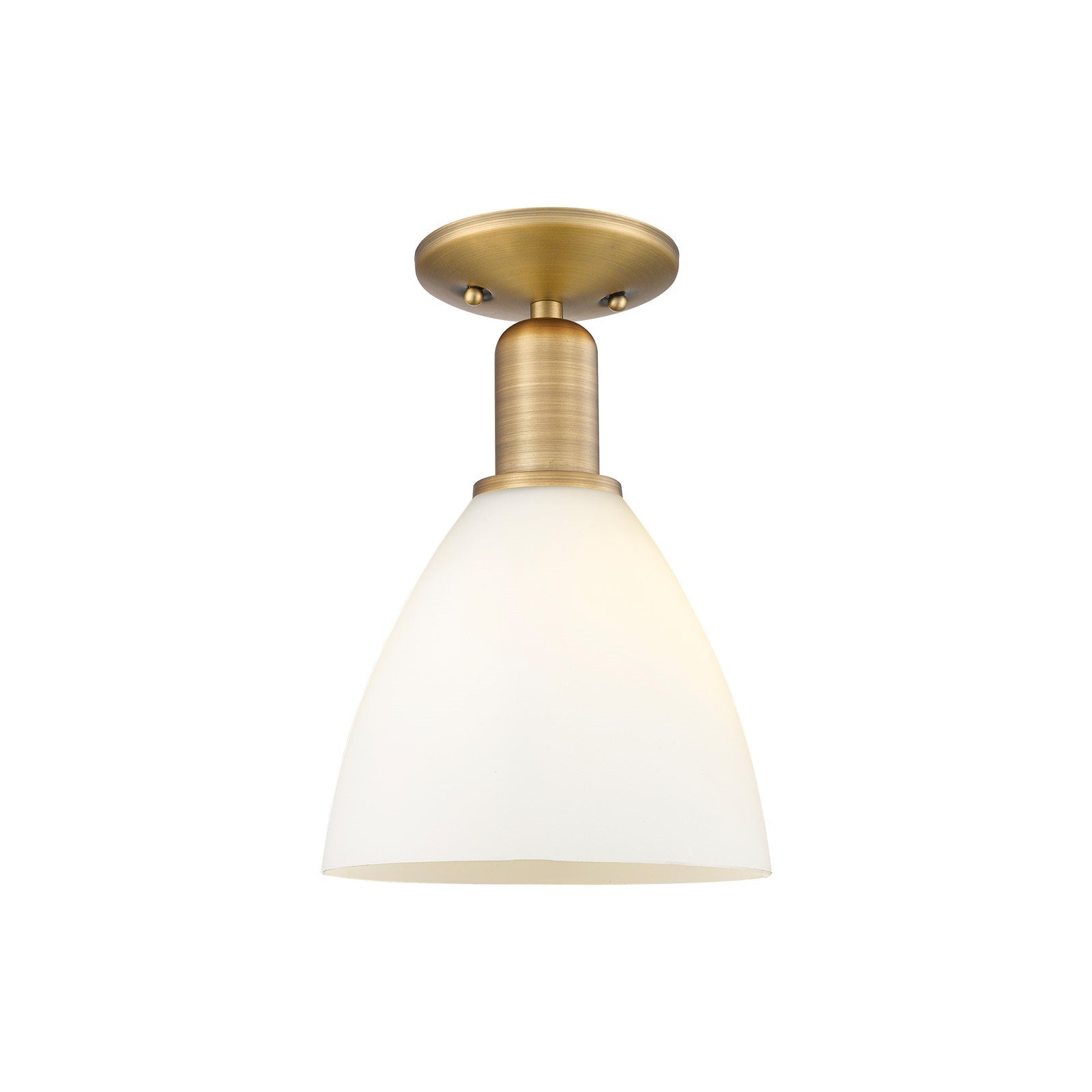 Innovations Bristol 7.5in 1-Light Semi-Flush Mount | Industrial Brushed Brass and Matte White Glass | Kitchen & Bathroom Damp | Model 716-1C-BB-GBD-751