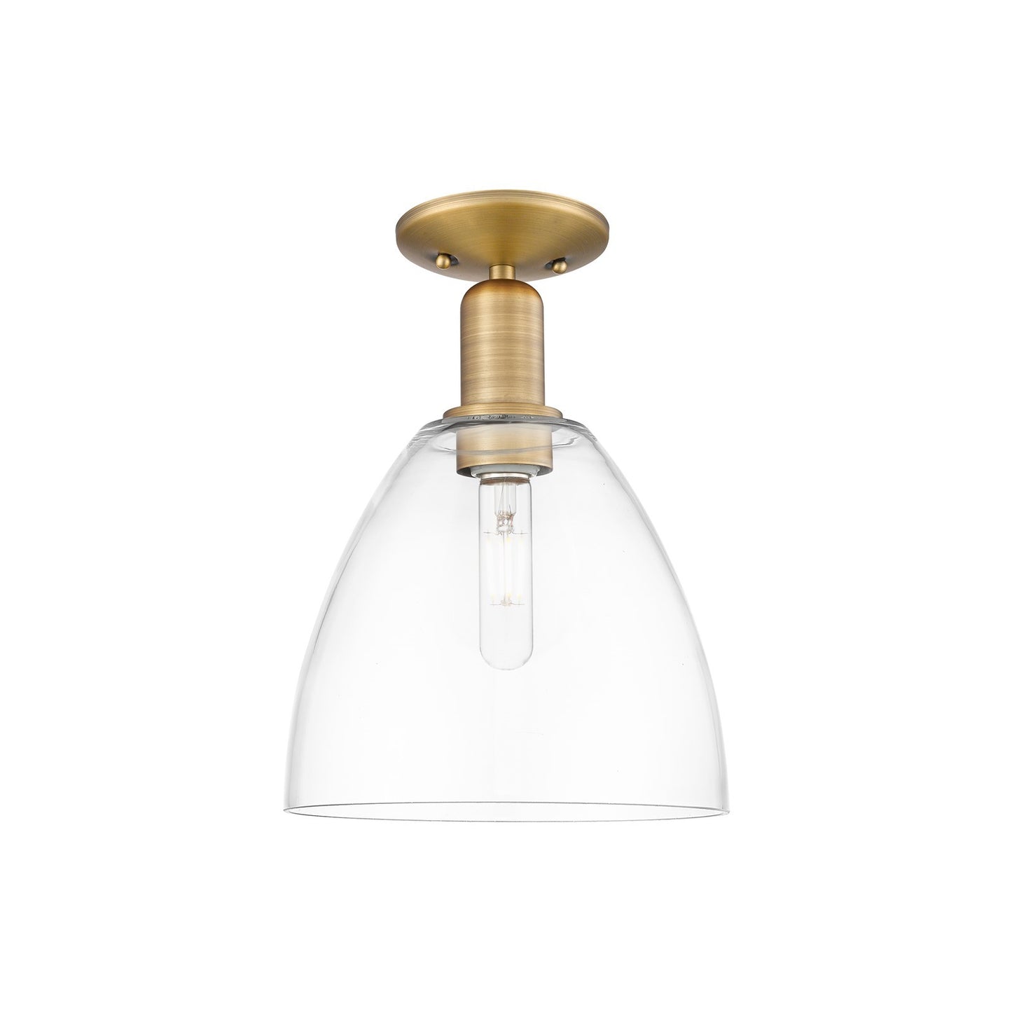 Innovations Bristol 9in 1-Light Semi-Flush Mount | Industrial Brushed Brass Steel and Clear Glass | Entryway & Hallway | 9 x 9 x | Model 716-1C-BB-GBD-92