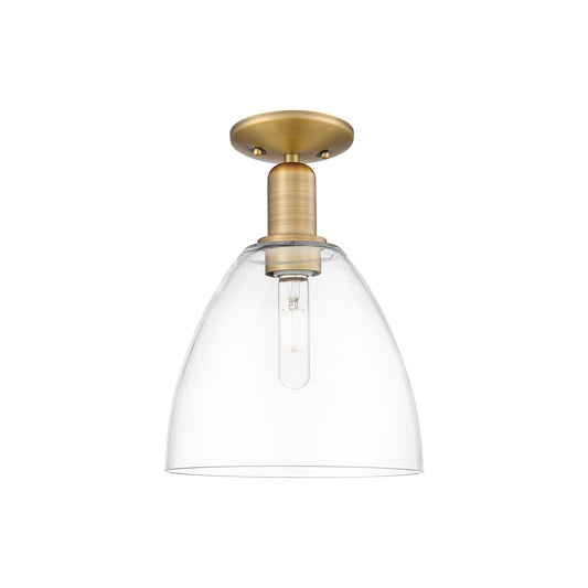 Innovations Bristol 9in 1-Light Semi-Flush Mount | Industrial Brushed Brass Steel and Clear Glass | Entryway & Hallway | 9 x 9 x | Model 716-1C-BB-GBD-92