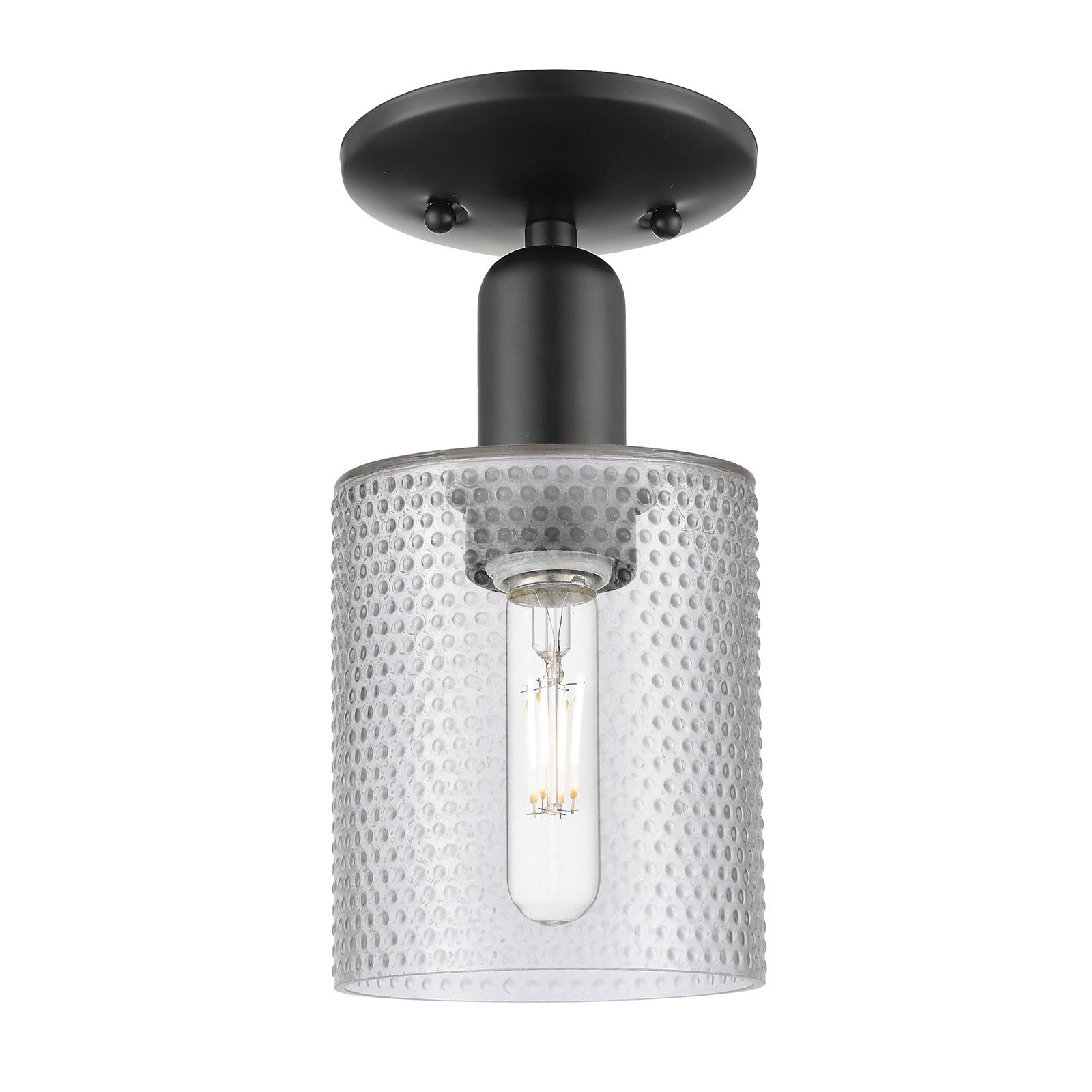 Innovations Cobbleskill 5in 1-Light Semi-Flush Mount | Industrial Modern Matte Black Steel and Clear Glass | Entryway & Hallway | 5 | Model 716-1C-BK-G112