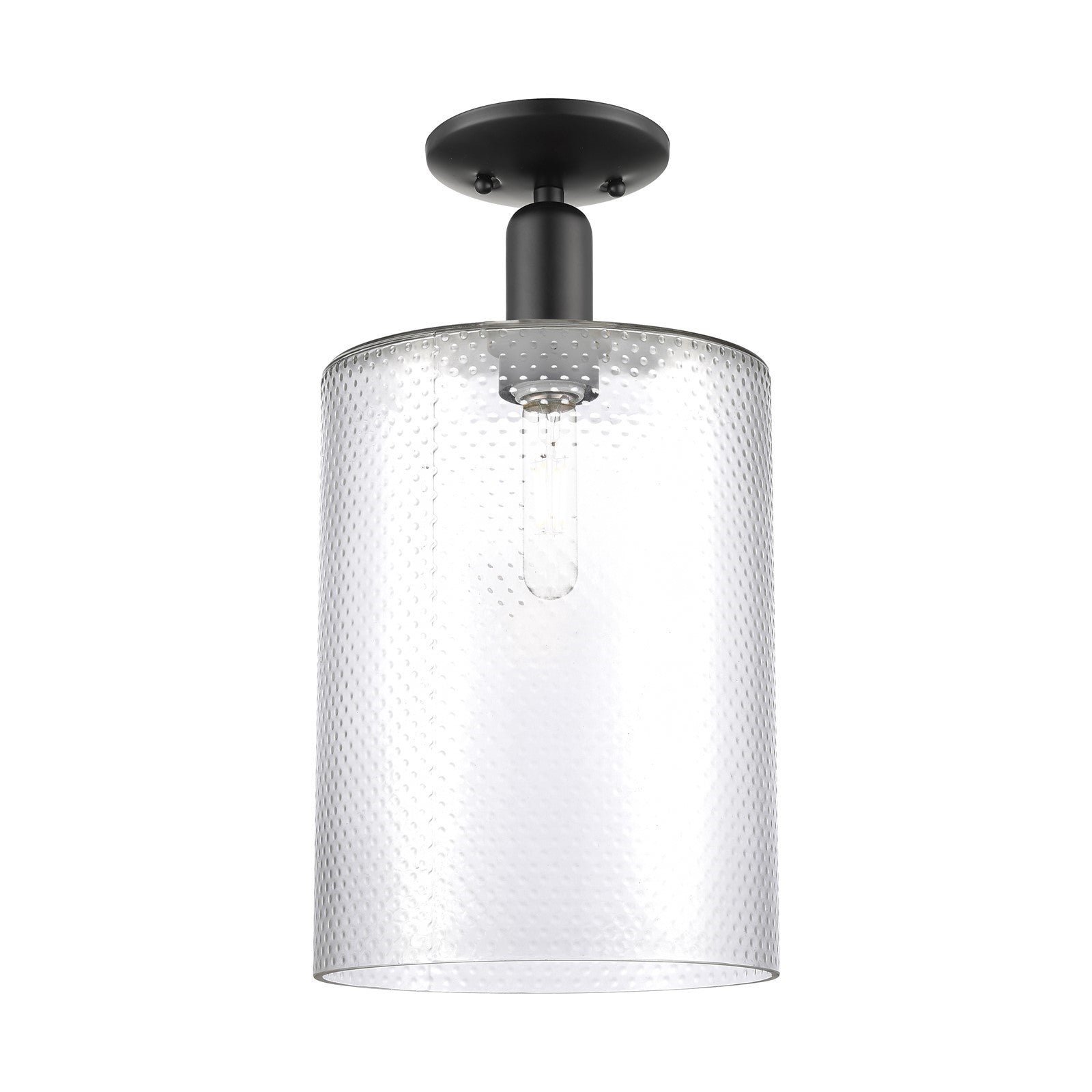 Innovations Cobbleskill 9in 1-Light Semi-Flush Mount | Industrial Matte Black Steel and Clear Glass | Hallway & Entryway | 9 x 9 | Model 716-1C-BK-G112-L
