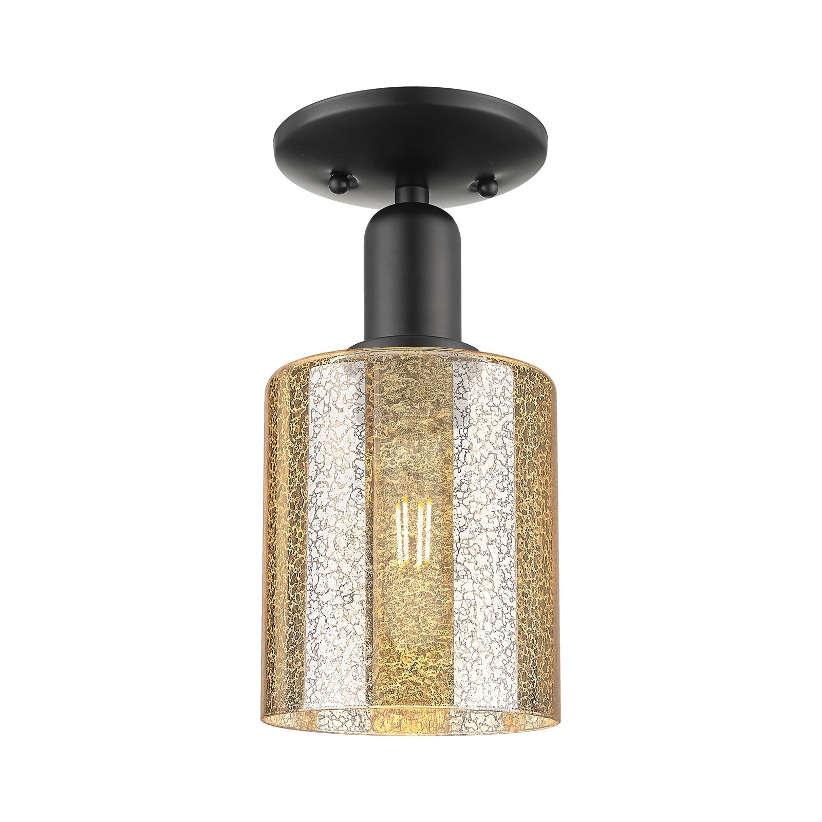 Innovations Cobbleskill 5in 1-Light Semi-Flush Mount | Industrial Matte Black Steel and Mercury Glass | Entryway & Hallway | 5 x | Model 716-1C-BK-G116