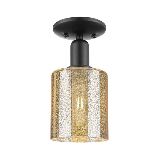 Innovations Cobbleskill 5in 1-Light Semi-Flush Mount | Industrial Matte Black Steel and Mercury Glass | Entryway & Hallway | 5 x | Model 716-1C-BK-G116