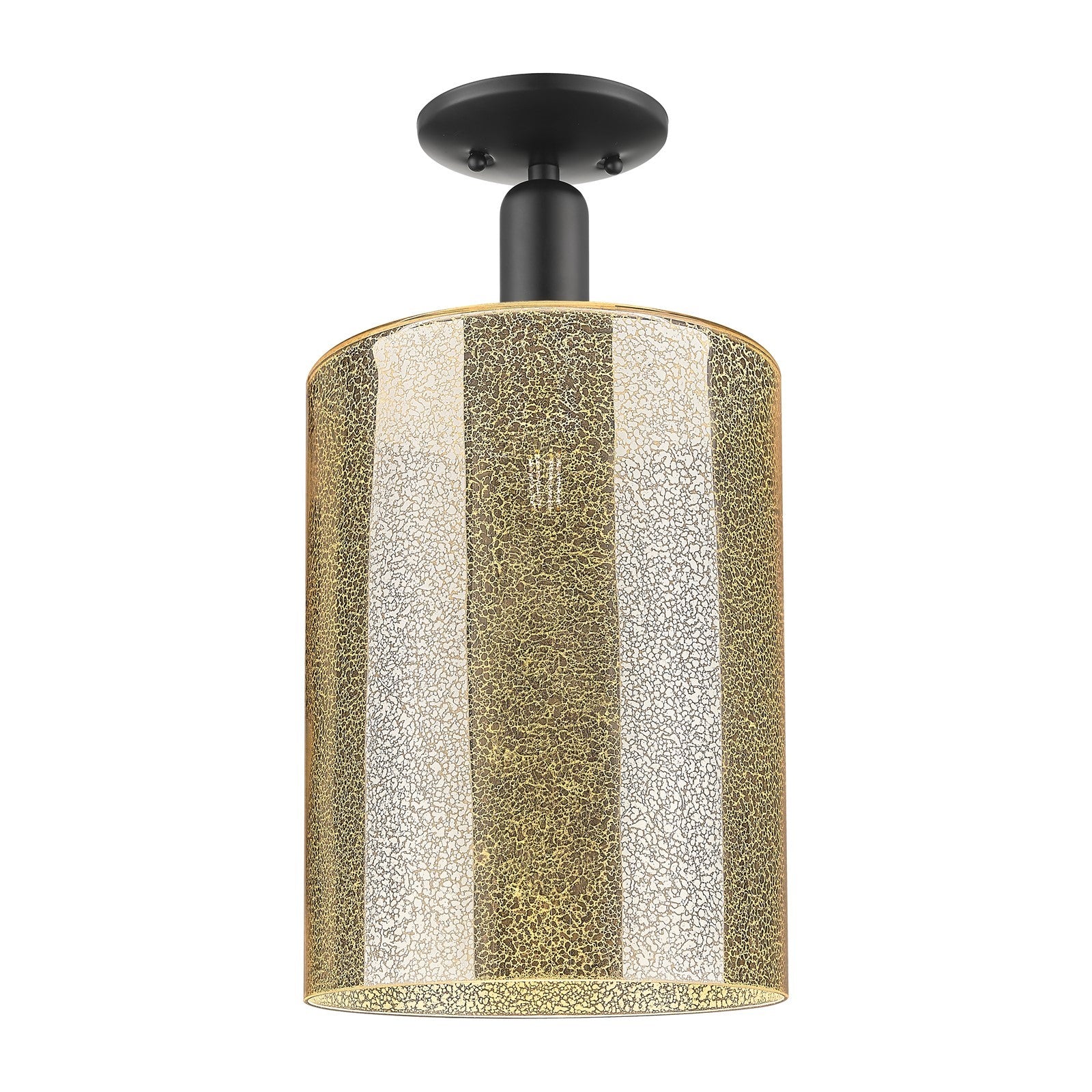 Innovations Cobbleskill 9in 1-Light Semi-Flush Mount | Industrial Matte Black Steel and Mercury Glass | Entryway & Hallway | 9 x | Model 716-1C-BK-G116-L