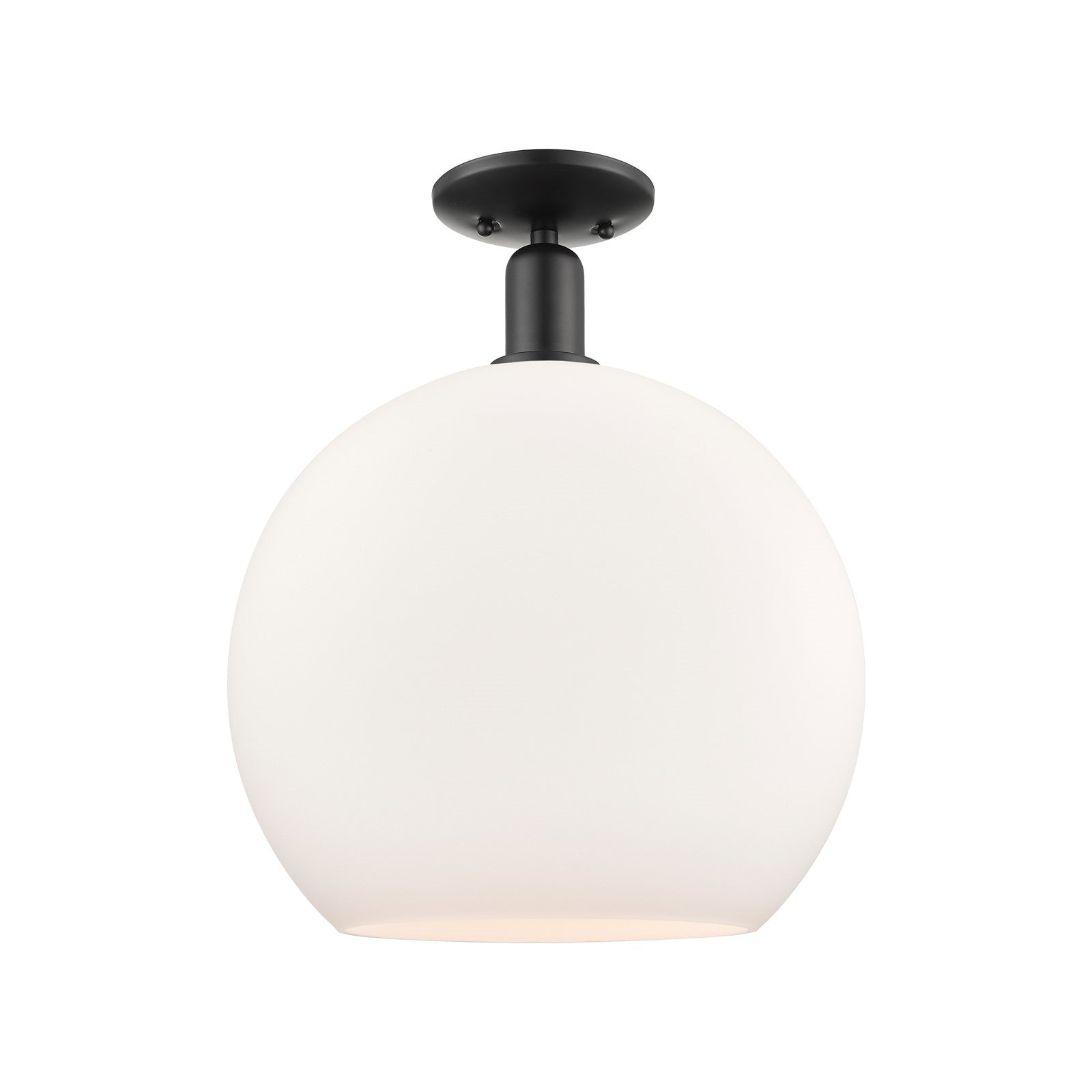 Innovations Athens 14in 1-Light Semi-Flush Mount | Industrial Matte Black Steel and Matte White Glass | Entryway & Hallway | Model 716-1C-BK-G121-14