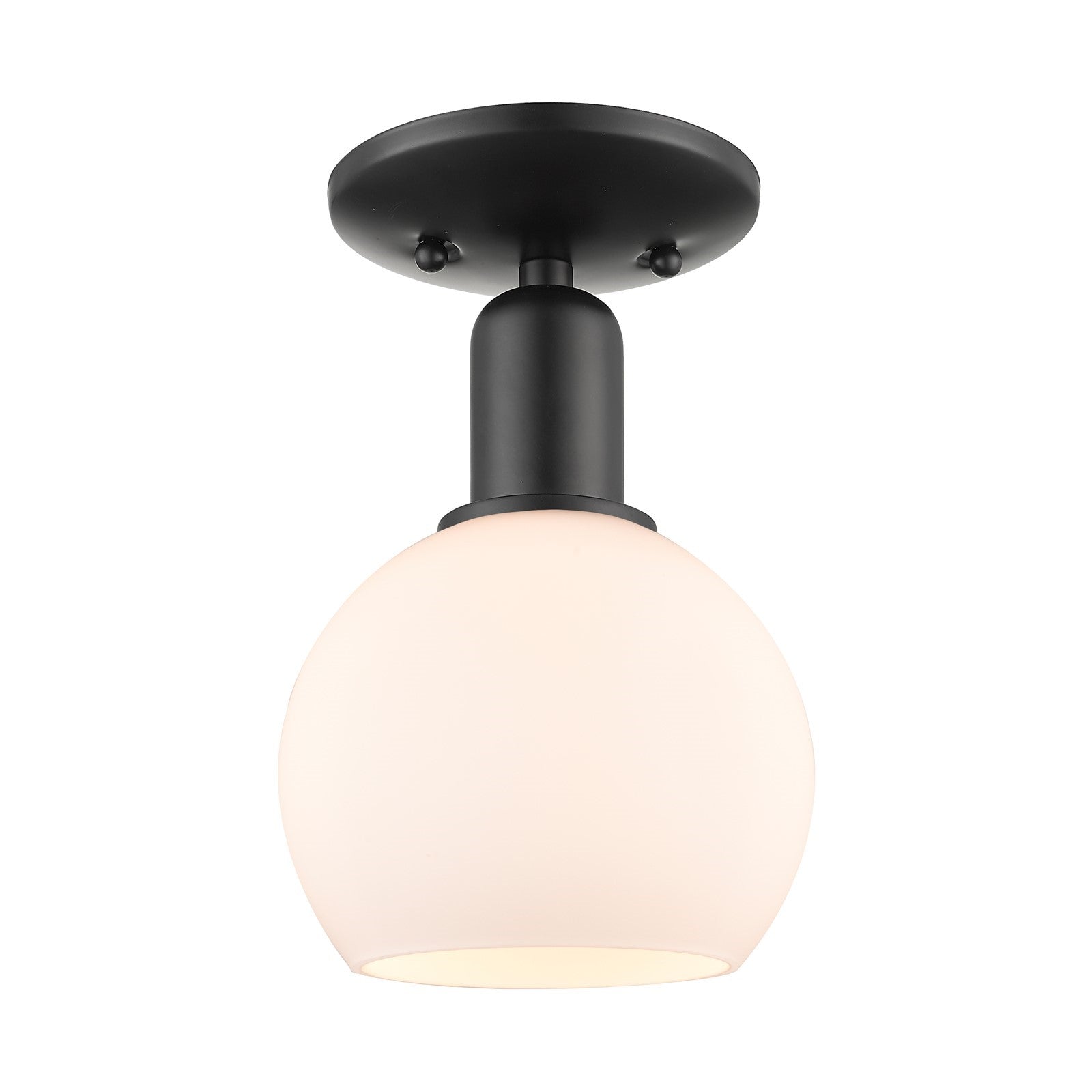 Innovations Athens 6in 1-Light Semi-Flush Mount | Industrial Matte Black Steel and Matte White Glass | Entryway & Hallway | 5.88 | Model 716-1C-BK-G121-6