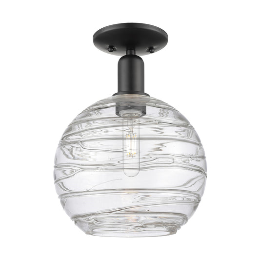 Innovations Athens Deco Swirl 10in 1-Light Semi-Flush Mount | Industrial Matte Black Steel and Clear Glass | Entryway & | Model 716-1C-BK-G1213-10CL