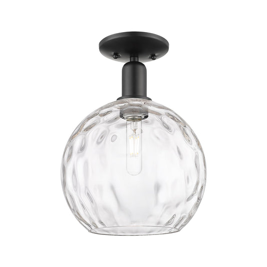 Innovations Athens Water Glass 10in 1-Light Semi-Flush Mount | Industrial Matte Black Steel and Clear Glass | Entryway & | Model 716-1C-BK-G1215-10