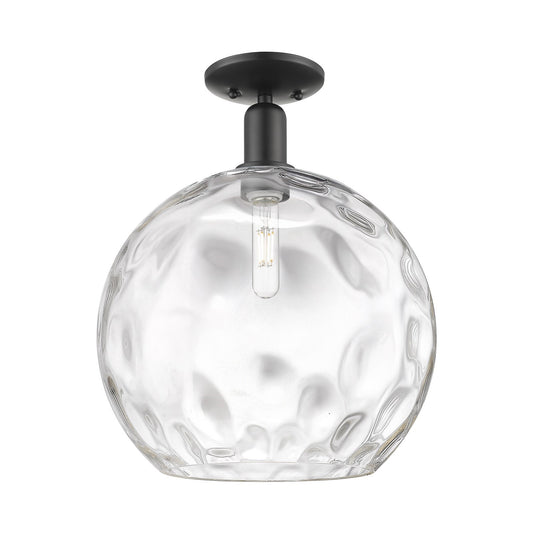 Innovations Athens Water Glass 13in 1-Light Semi-Flush Mount | Industrial Matte Black Steel and Clear Glass | Entryway & | Model 716-1C-BK-G1215-14