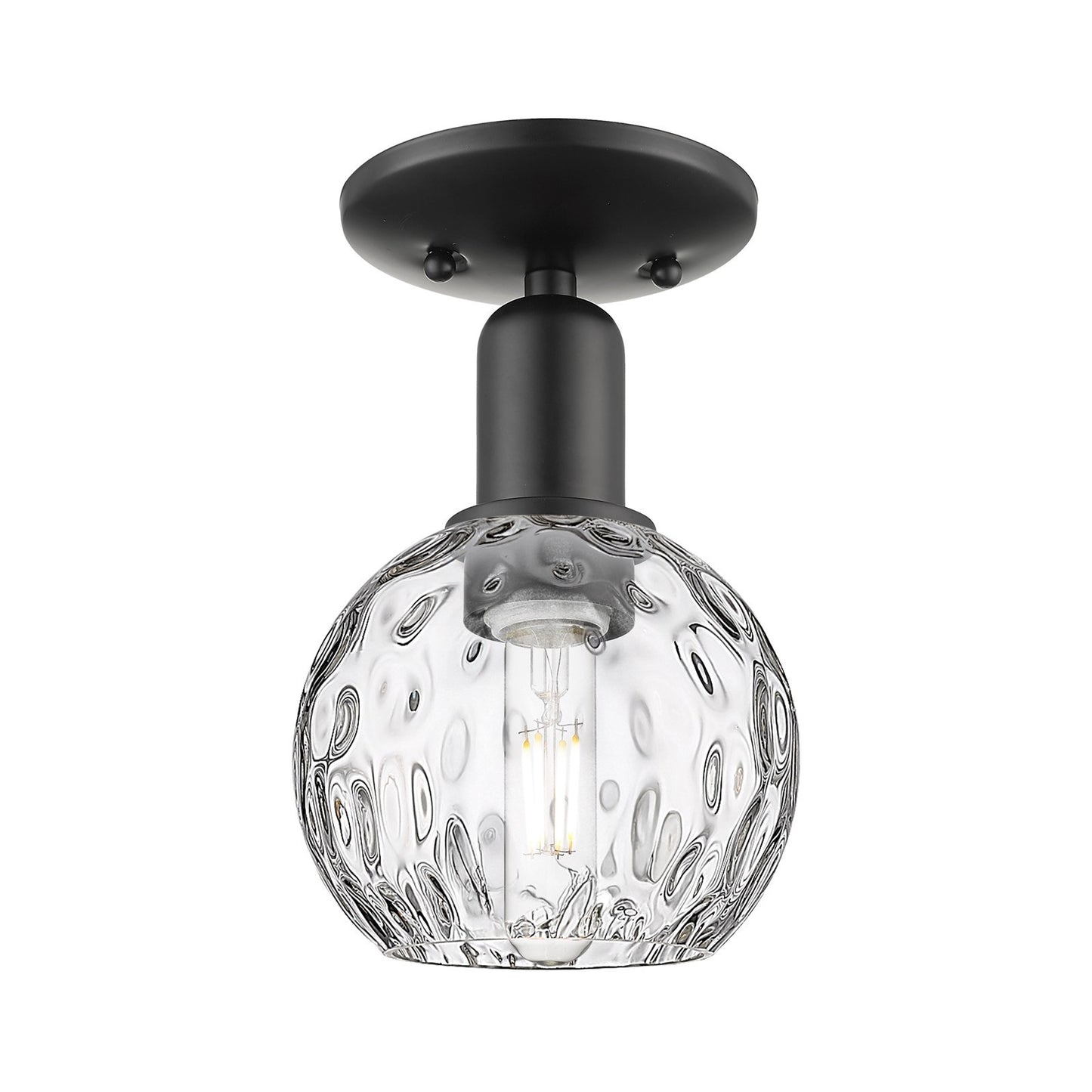 Innovations Athens 6in 1-Light Semi-Flush Mount | Industrial Matte Black Steel and Clear Water Glass | Hallway & Entryway | 6 x | Model 716-1C-BK-G1215-6