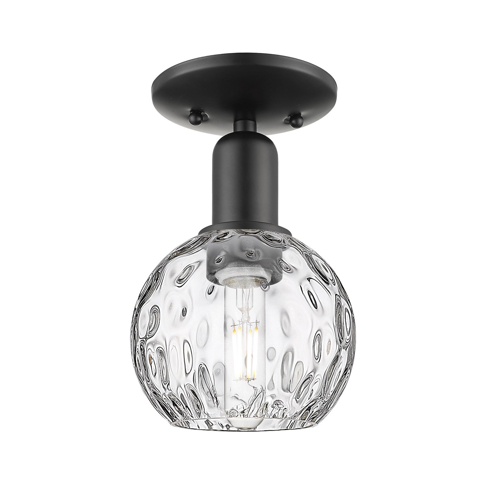 Innovations Athens 6in 1-Light Semi-Flush Mount | Industrial Matte Black Steel and Clear Water Glass | Hallway & Entryway | 6 x | Model 716-1C-BK-G1215-6