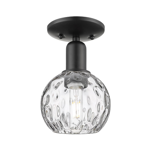 Innovations Athens 6in 1-Light Semi-Flush Mount | Industrial Matte Black Steel and Clear Water Glass | Hallway & Entryway | 6 x | Model 716-1C-BK-G1215-6