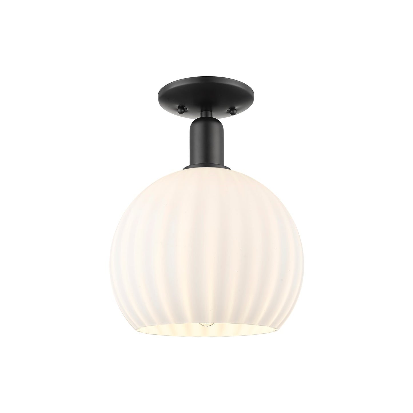 Innovations Lighting Arcadia 10in 1-Light Semi-Flush Mount | Industrial Matte Black Steel and White Venetian Glass | Entryway | Model 716-1C-BK-G1217-10WV