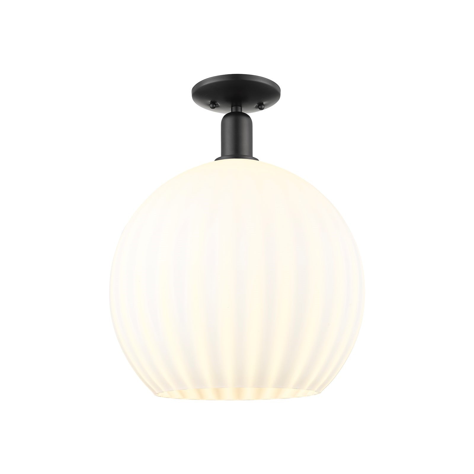 Innovations Lighting Arcadia 14in 1-Light Semi-Flush Mount | Industrial Matte Black Steel and White Venetian Glass | Entryway | Model 716-1C-BK-G1217-14WV